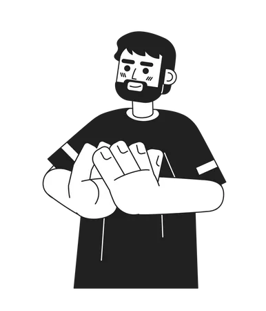 Homem europeu barbudo batendo palmas  Ilustração