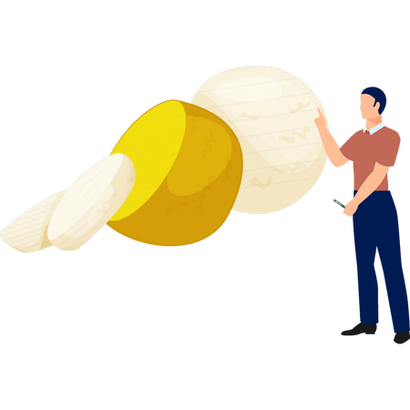 Homem explicando tacos de queijo  Ilustração