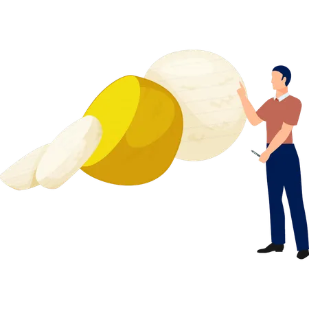 Homem explicando tacos de queijo  Ilustração