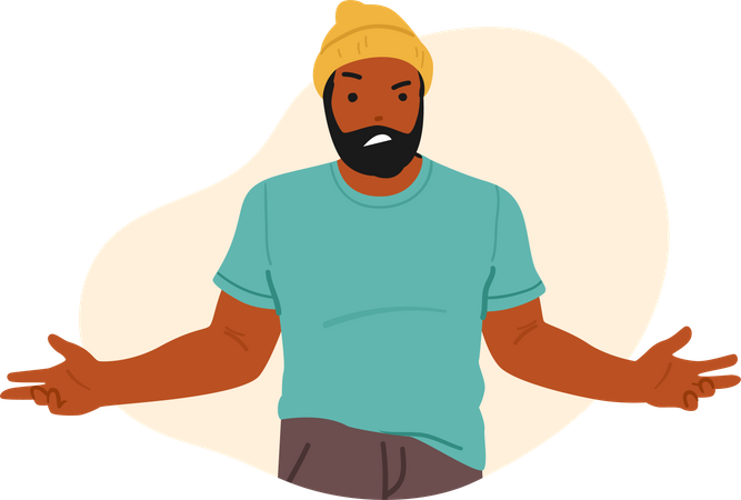 Homem expressando sentimento de aborrecimento.  Ilustração