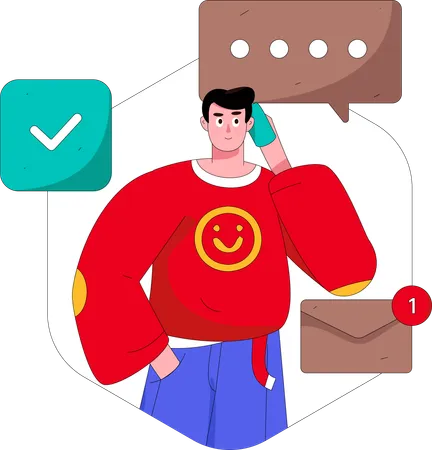 Homem falando no celular  Illustration