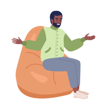 Homem falando no saco de feijão  Illustration