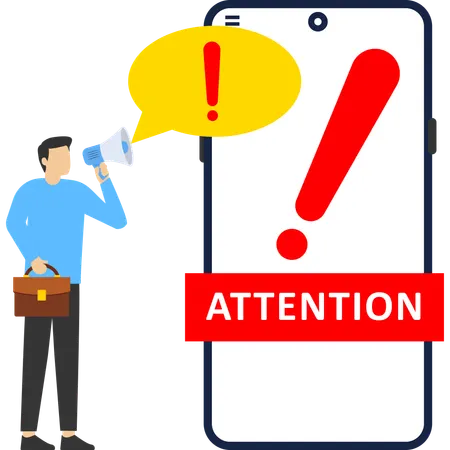 Homem falando sobre anúncio de spam  Ilustração