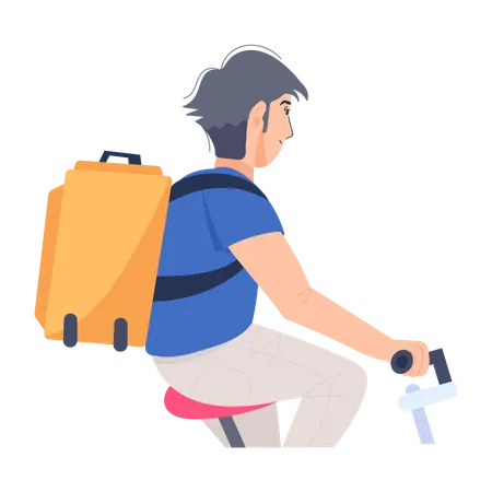 Homem faz um passeio de bicicleta  Ilustração