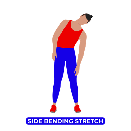 Homem fazendo alongamento lateral  Ilustração