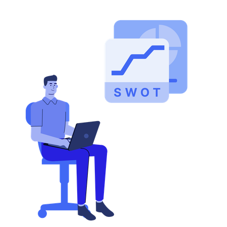 Homem fazendo análise SWOT  Illustration