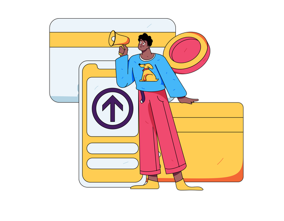 Homem fazendo anúncio financeiro  Illustration