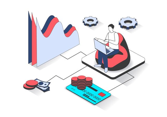 Homem fazendo auditoria financeira  Ilustração