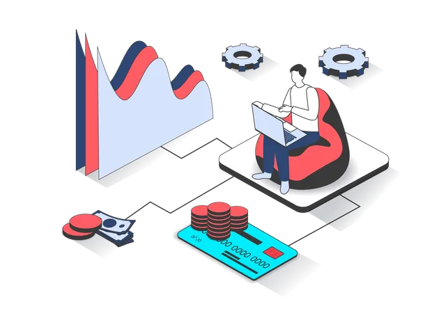 Homem fazendo auditoria financeira  Ilustração