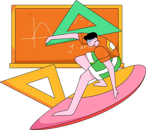 Homem tendo aula de matemática  Ilustração