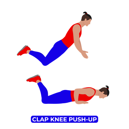 Homem fazendo exercício de flexão de joelhos  Ilustração