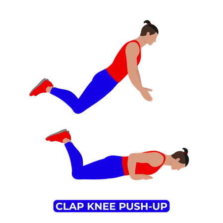 Homem fazendo exercício de flexão de joelhos  Ilustração