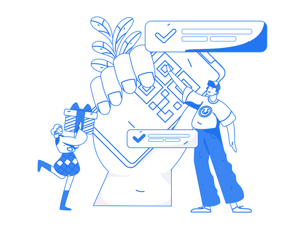 Homem fazendo pagamento por código QR  Ilustração