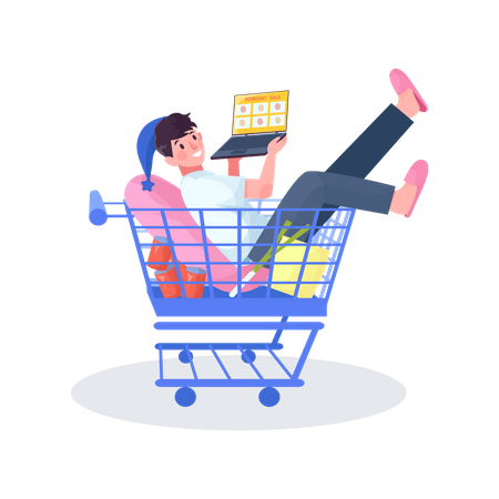 Homem fazendo compras on-line  Ilustração