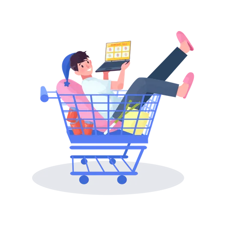 Homem fazendo compras on-line  Ilustração