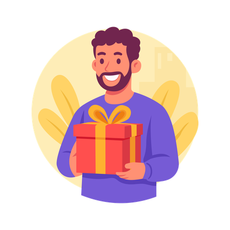 Homem fazendo compras de presentes  Ilustração