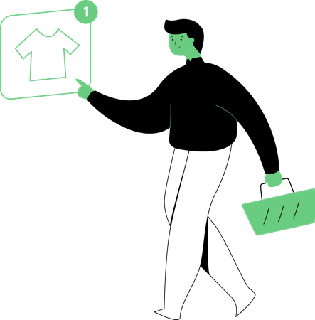 Homem fazendo compras de roupas on-line  Ilustração