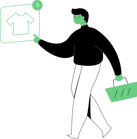 Homem fazendo compras de roupas on-line  Ilustração