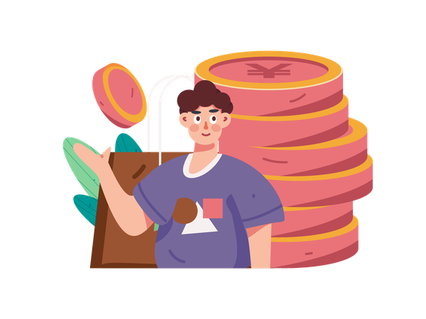 Homem fazendo compras  Ilustração