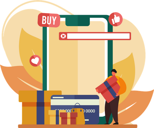 Homem fazendo compras on-line Ilustração