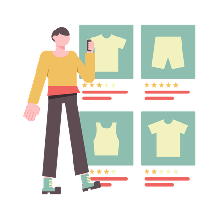 Homem fazendo compras on-line  Ilustração