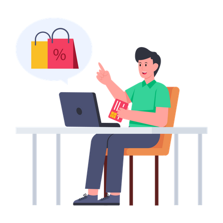 Homem fazendo compras on-line  Ilustração