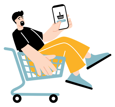 Homem fazendo compras on-line  Ilustração