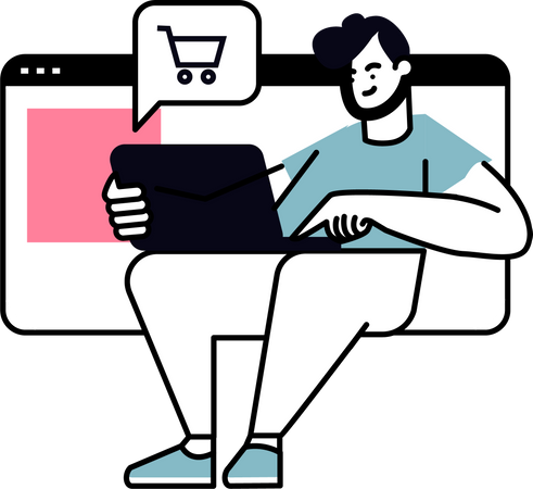 Homem fazendo compras on-line  Ilustração