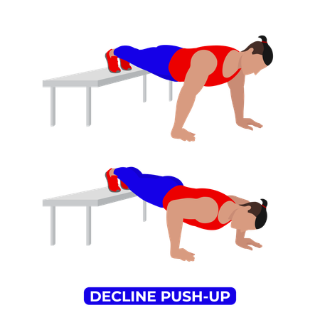 Homem fazendo exercício de flexão de declínio  Ilustração