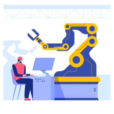 Homem fazendo diagnóstico de máquina  Ilustração