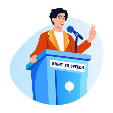 Homem fazendo discurso público  Ilustração