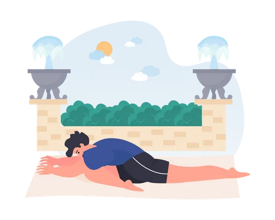 Homem fazendo ioga de cisne adormecido  Ilustração