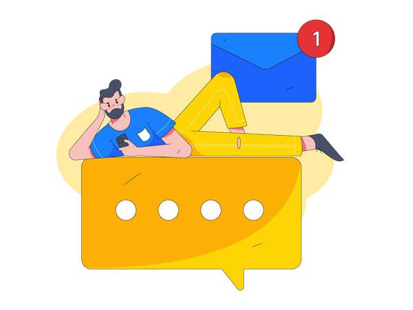 Homem fazendo email marketing  Ilustração