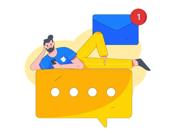 Homem fazendo email marketing  Ilustração