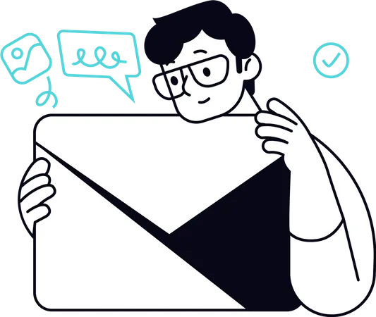 Homem fazendo email marketing  Ilustração