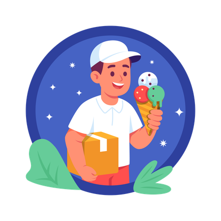 Homem fazendo entrega de comida  Ilustração