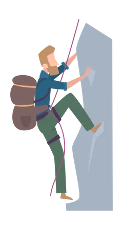 Homem fazendo escalada extrema  Ilustração