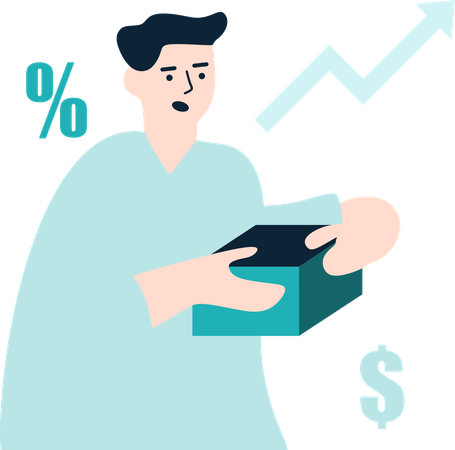 Homem Fazendo Esforço Financeiro  Ilustração