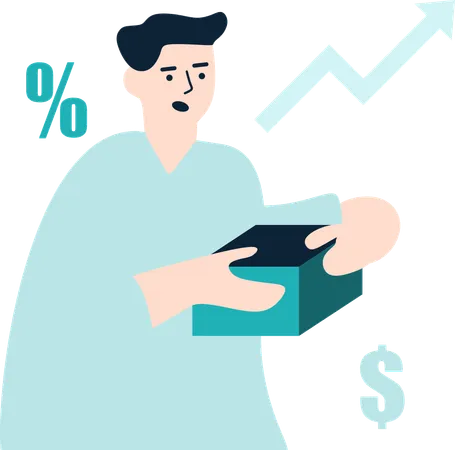 Homem Fazendo Esforço Financeiro  Ilustração