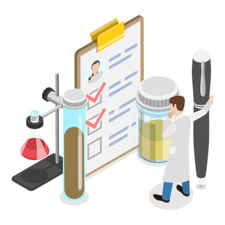 Homem fazendo exames médicos  Ilustração