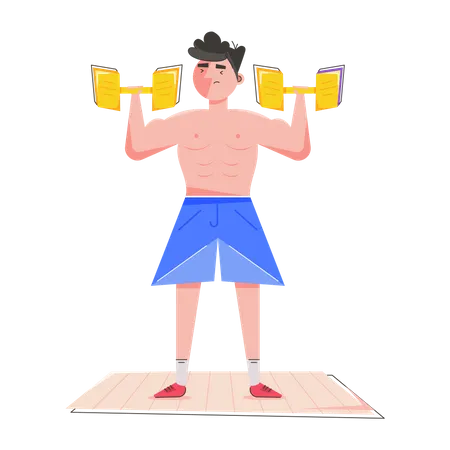 Homem fazendo exercício com halteres  Ilustração