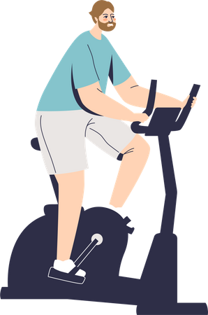 Homem fazendo exercícios de ciclismo  Ilustração