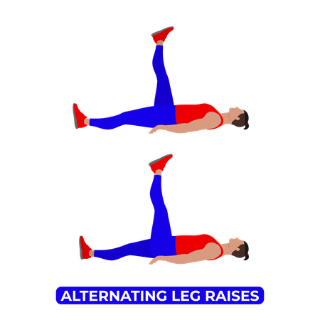 Homem fazendo exercícios alternados de elevação de pernas  Ilustração