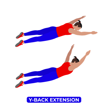 Homem fazendo exercício de extensão das costas em Y  Ilustração
