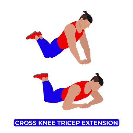 Homem fazendo exercício de extensão de tríceps com joelho cruzado  Ilustração