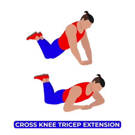 Homem fazendo exercício de extensão de tríceps com joelho cruzado  Ilustração