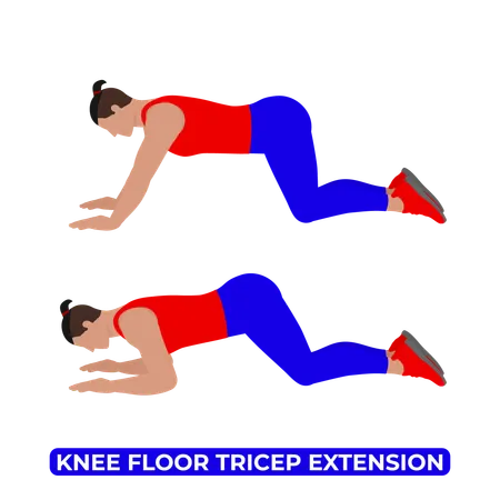 Homem fazendo exercício de extensão de tríceps no joelho  Ilustração