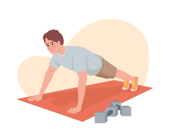 Homem fazendo exercícios de flexão  Ilustração