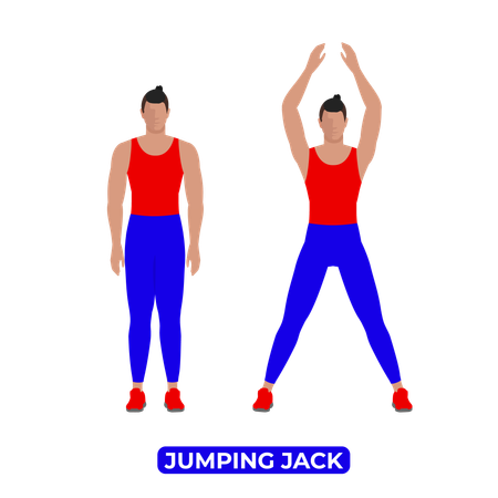 Homem fazendo exercício de saltador  Ilustração