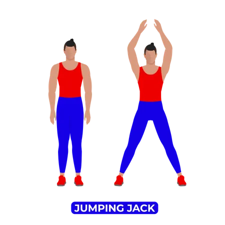Homem fazendo exercício de saltador  Ilustração